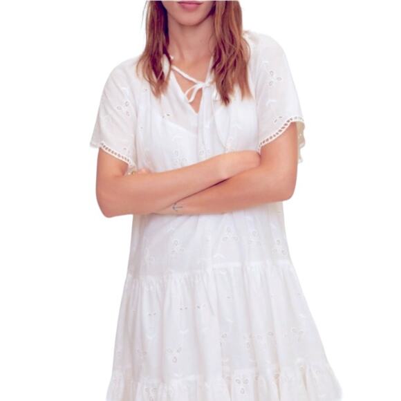 MANGO Open Work Detailed Eyelet Dress White Size M - Picture 5 of 13